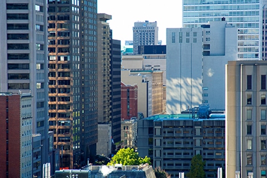 View of buildings from top floor