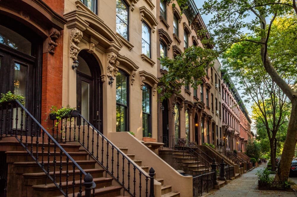 Beautiful brownstone homes in New York City