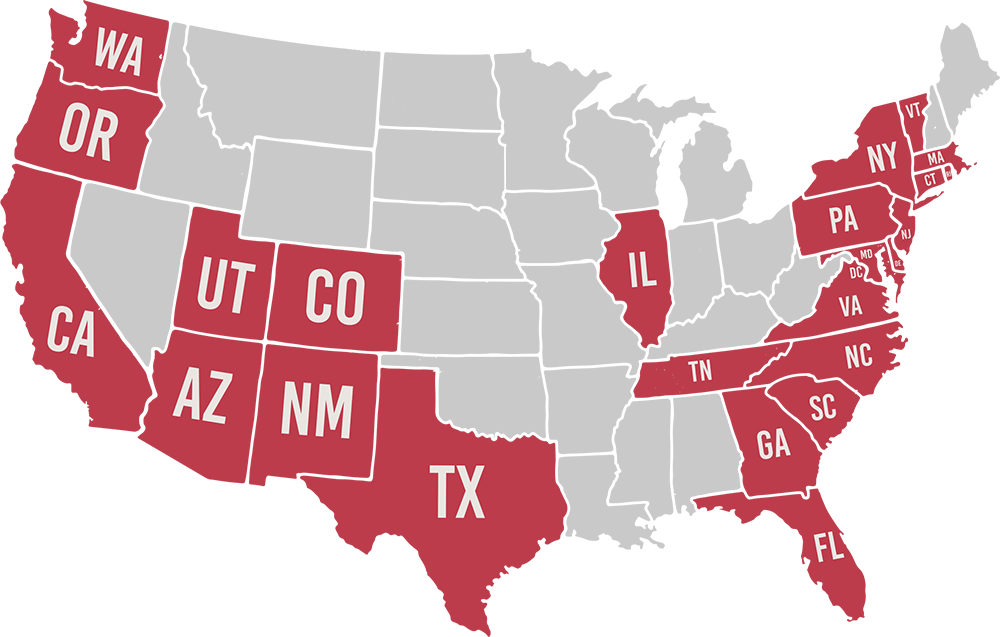 US map of states we insure in