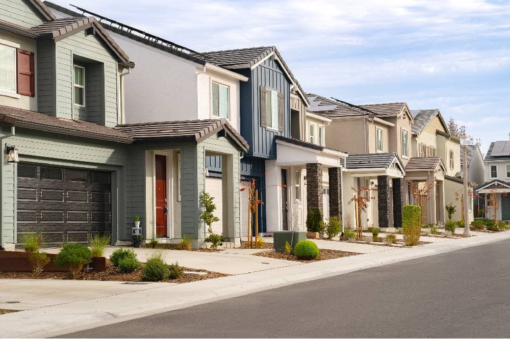 Side view of single-family suburban homes