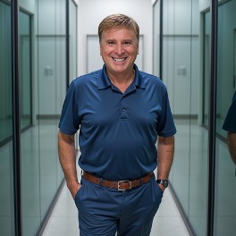 Roger Muller, Jr. standing in server room.