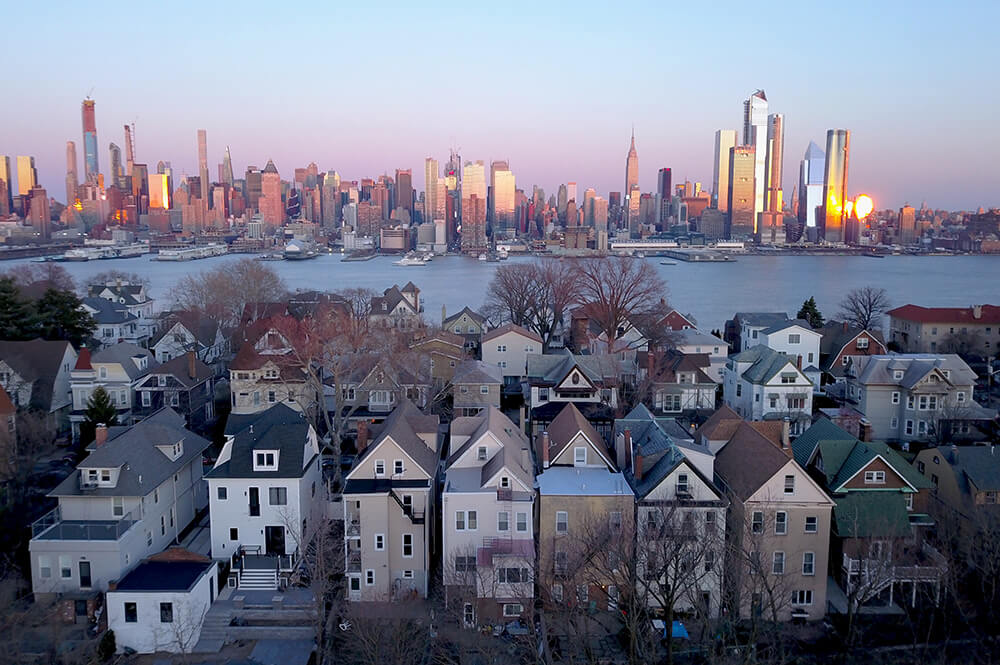 Skyline view of Manhattan from Bayonne NJ.