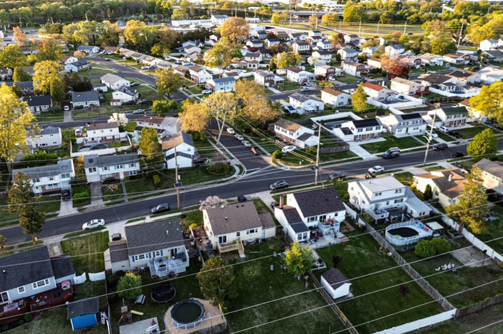 Aerial view of homes in North Bergen, NJ