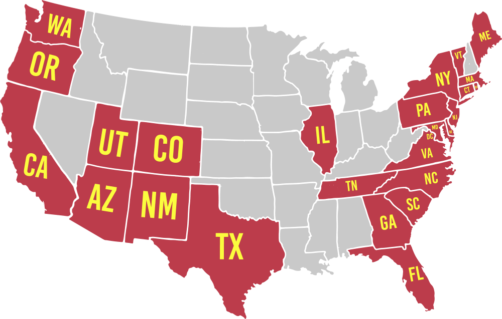 states map 2026-1000w US map of states we insure in