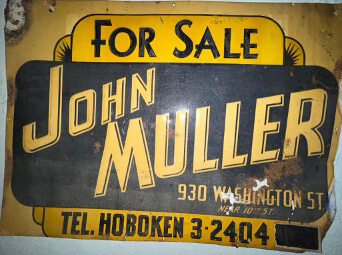 Vintage metal John Muller For Sale sign